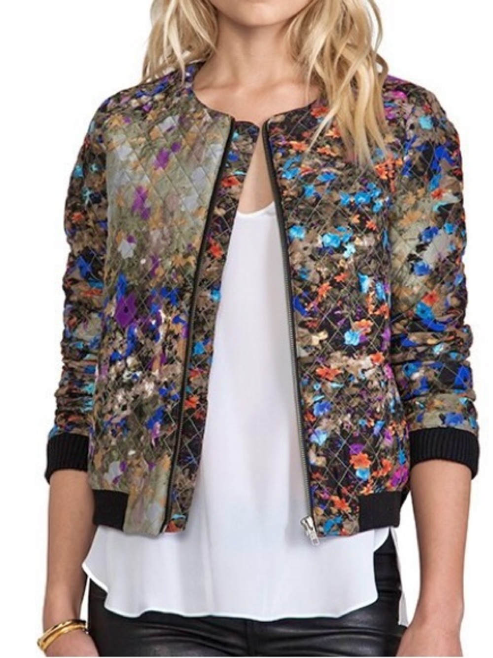 SILK•PARKER Maverick Floral quilted Jacket in Enchanted